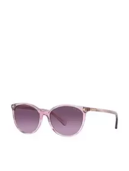 Image of Ralph Lauren Round Sunglasses - Shiny Striped Purple, Purple, Women