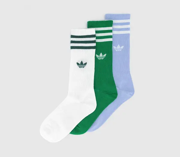 Image of Adidas Crew Sock 3 Pair Socks Violet Tone Green White Purple, S