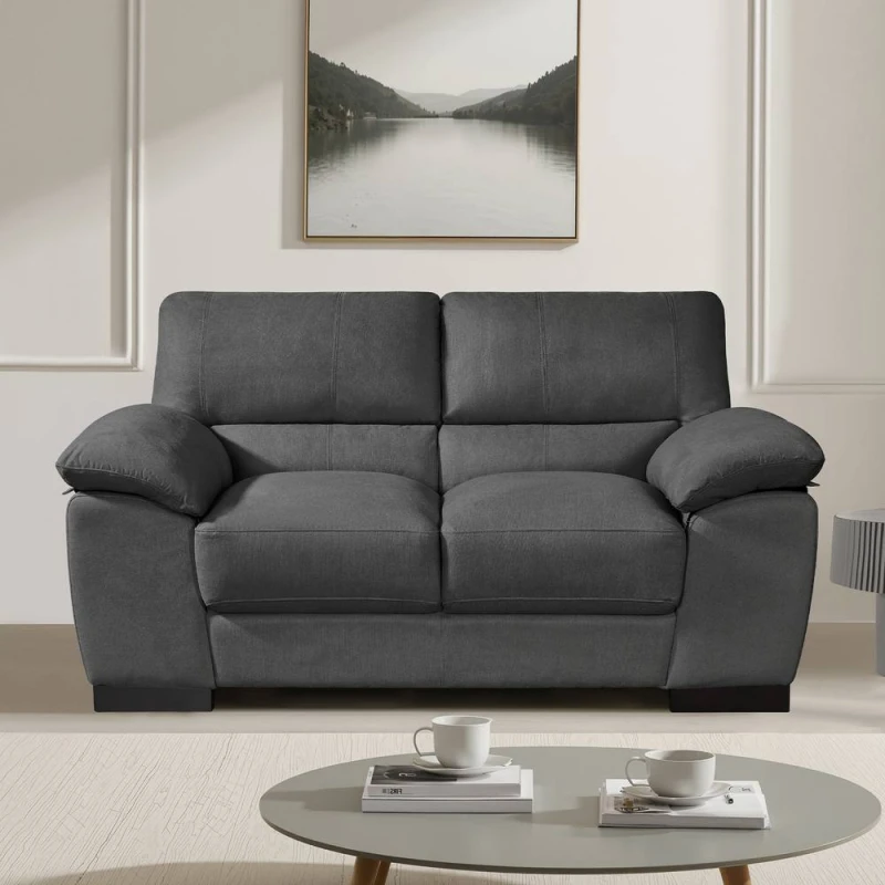 Image of Artemis Home Mellette 2 Seat Fabric Sofa in Charcoal Size: 2 Seater Charcoal Unisex 2 Seater