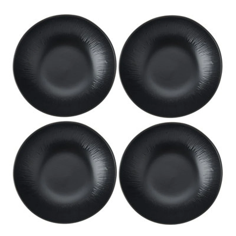 Image of Mikasa Jardin Midnight 4 Piece Stoneware Pasta Bowl Set, Black Black