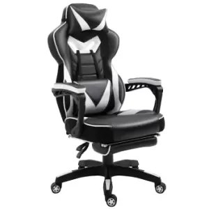 Image of Vinsetto Gaming Chair Ergonomic Reclining Manual Footrest Wheels Stylish White