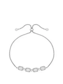 Image of Jon Richard Rhodium Plated Fine Baguette Toggle Bracelet