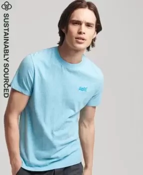 Image of Superdry Mens Organic Cotton Vintage Logo Embroidered T-Shirt Yellow / Turquoise Sea Grit - Size: S