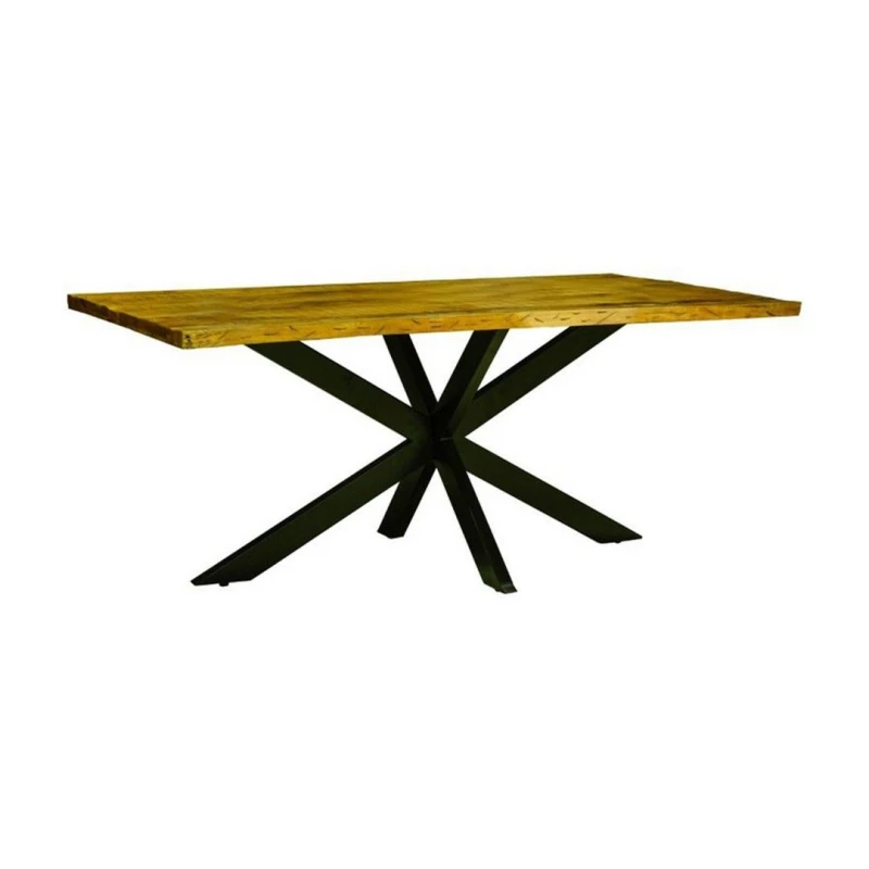 Image of Jaipur Furniture Ltd Kerela Artificial Edge Spider Leg Dining Table - Mango Wood/Iron - L90 x W180 x H76cm - Mango PP Saw Finish in Brown Brown Unise