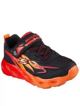Image of Skechers Lighted Thermo Flash Trainers - Black, Size 4 Older