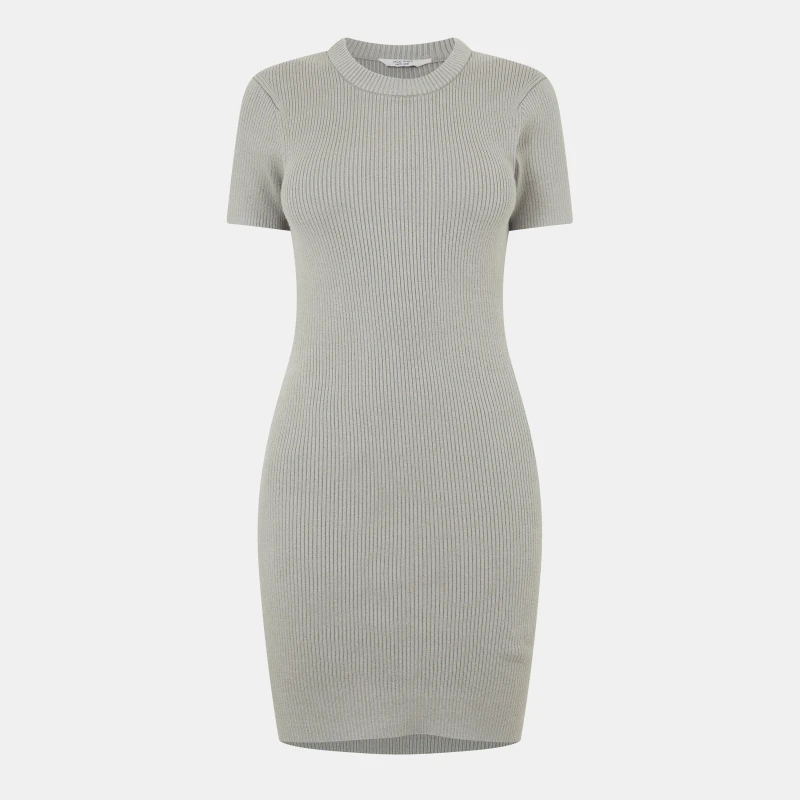 Image of Jack Wills Travel Rib Dress Women Washed Khaki female 8 (XS)