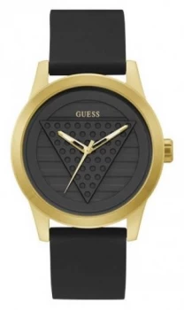 Image of Guess Mens Driver Black Silicone Strap Black Dial Watch