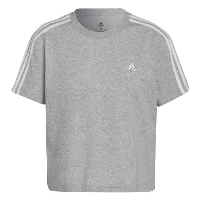 Image of adidas 3S Crop T Shirt Womens - Grey Grey 2XS