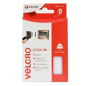 Image of VELCRO Brand Stick On Tape 20mm x 1m - White