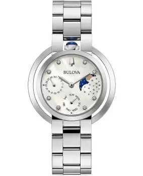 Image of Bulova Rubaiyat Mother of Pearl Diamond Dial Stainless Steel Womens Watch 96P213 96P213