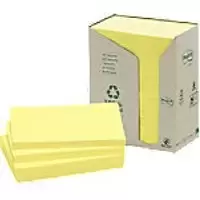 Image of Post-it Recycled Sticky Notes 127 x 76mm Canary Yellow 16 Pads of 100 Sheets