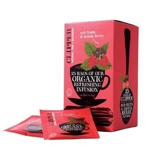 Image of Original Clipper Organic Infusion Red Fruits Aronia Berry Fairtrade Teabags 1 Pack of 25 Teabags