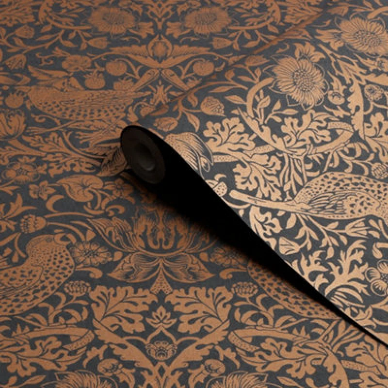 Image of William Morris Strawberry Thief Fibrous Wallpaper