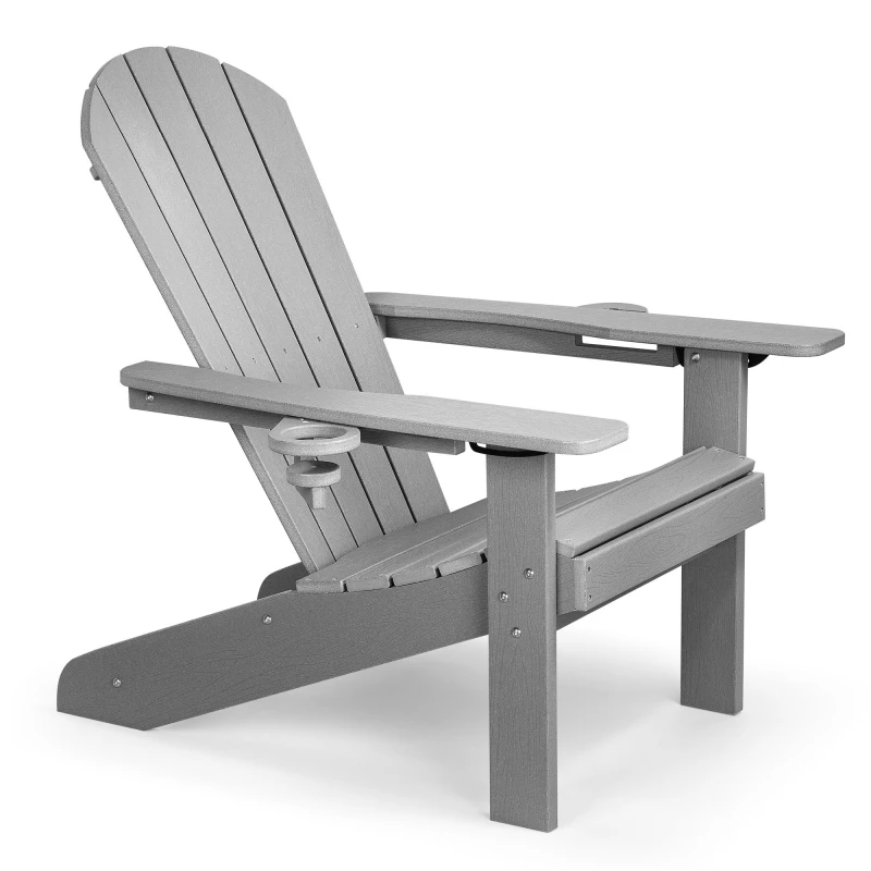 Image of VonHaus Waterproof HDPE Garden Adirondack Chair Grey