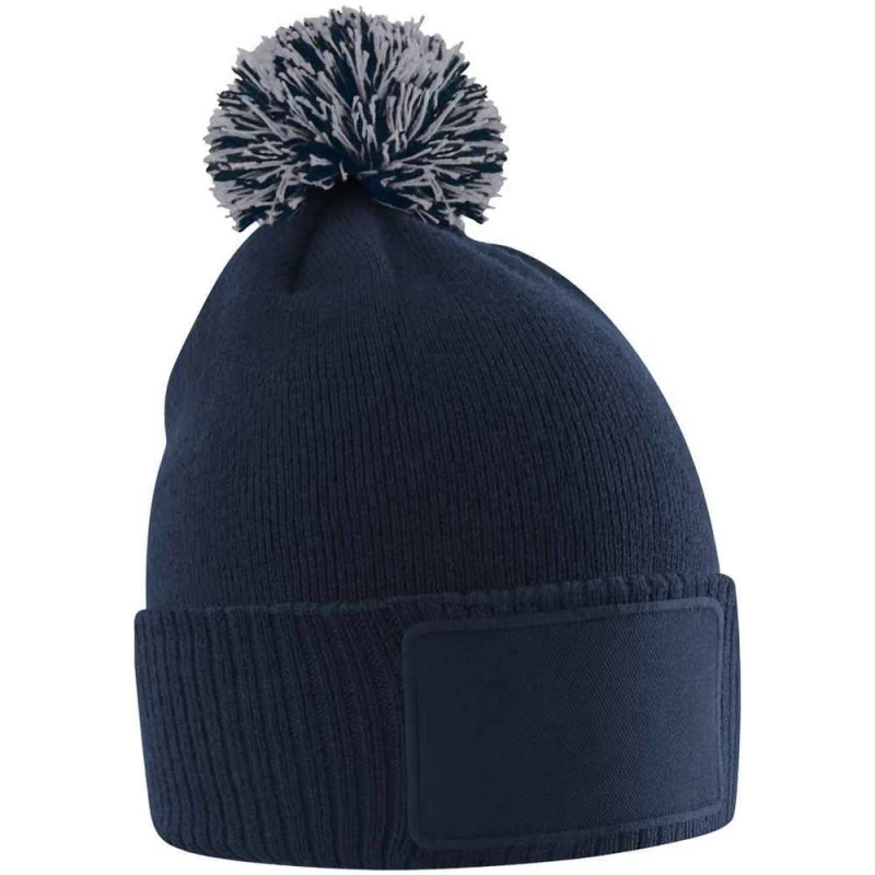 Image of Beechfield Snowstar Patch Beanie in Navy Navy Unisex One Size