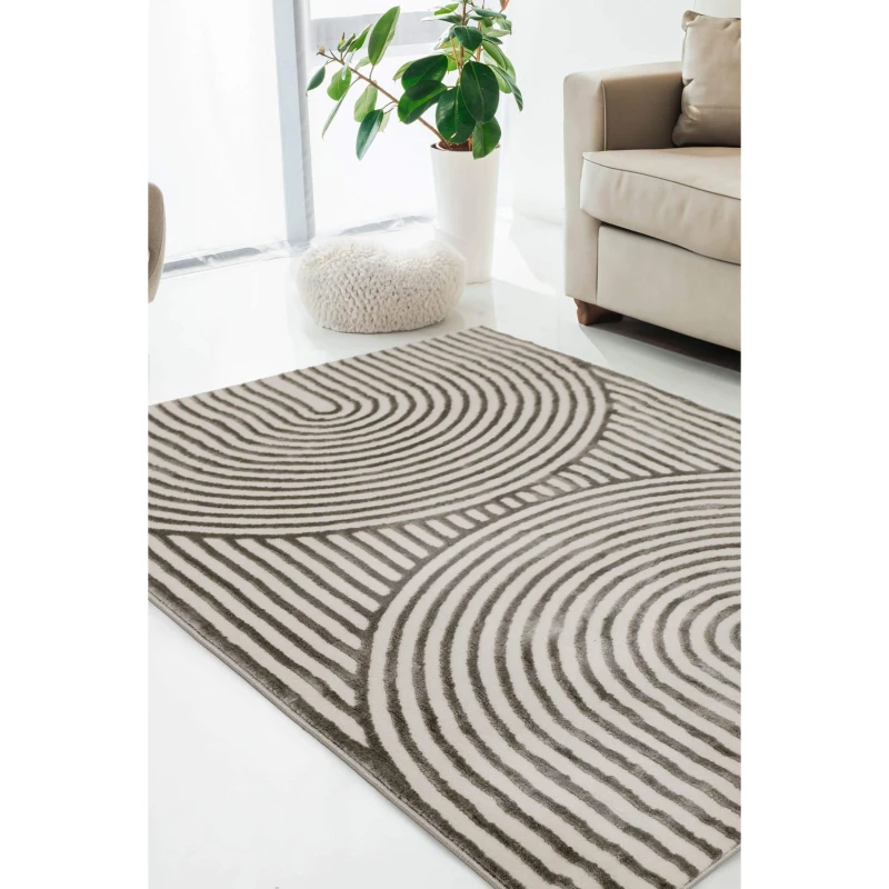 Image of Homemaker Brio Curved Textured Rug Grey 120X170 WB73901