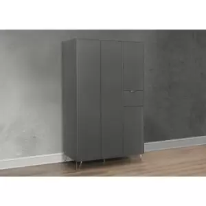 Image of Birlea Arlo Matte Grey 4 Door Wardrobe Gold Handles & Hair Pin Legs