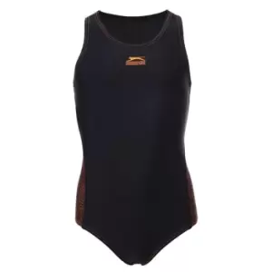 Image of Slazenger Splice Racer Back Swimsuit Junior Girls - Black