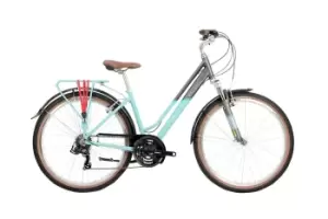 Image of 2021 Raleigh Pioneer Trail Low Step Hybrid Bike in Grey and Teal