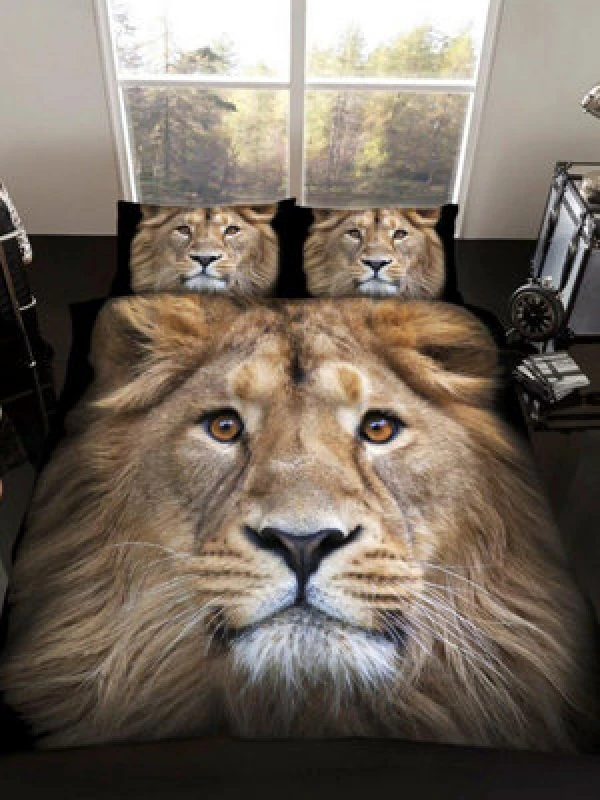 Image of Smart Living Smart Living 3D Effect Animal Polycotton Printed Duvet Cover Set in Natural Size: Double Natural Double Unisex 5051346108702