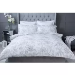 Image of Belledorm Ella Duvet Cover Set (Superking) (White/Grey) - White/Grey