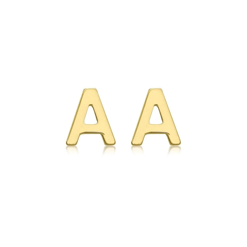 Image of Be You 9ct Gold Initial Stud Earrings Yellow Gold female F