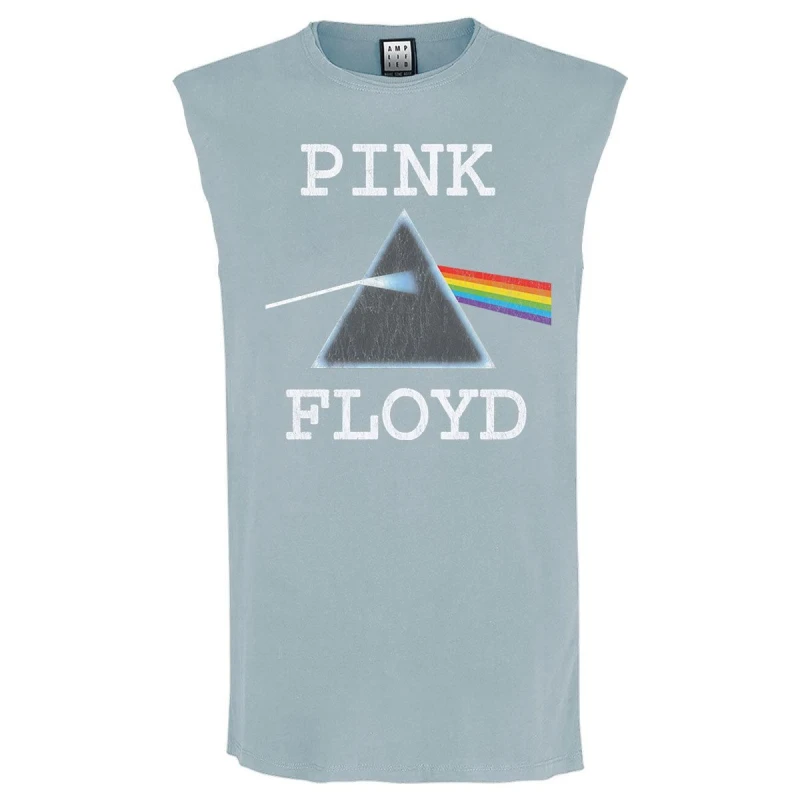 Image of Amplified Amplified Men Dark Side Of The Moon Pink Floyd Sleeveless Tank Top in Pale Blue Size: Medium Pale Blue M Male 5063527631565