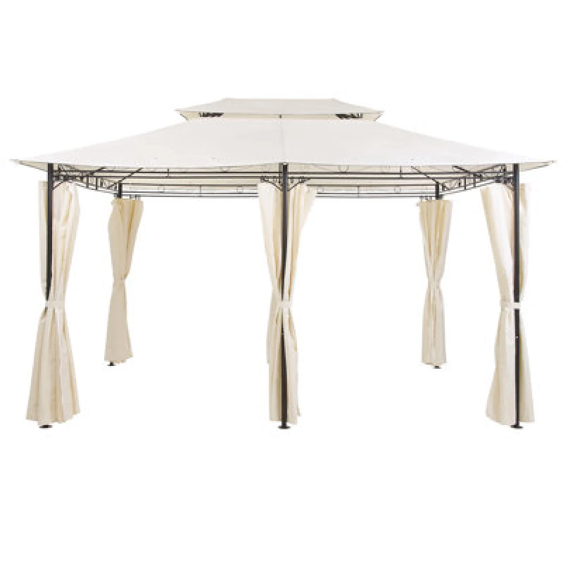 Image of Beliani Gazebo Colos Metal 400 Cm 300 Cm Beige