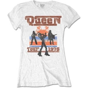 Image of Queen - 1976 Tour Silhouettes Womens Medium T-Shirt - White