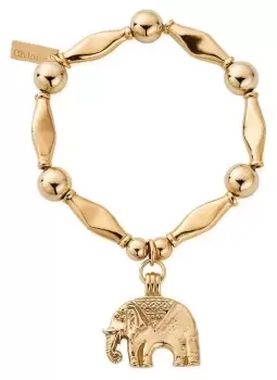 Image of ChloBo GBCHU431 Chunky Elephant Charm Gold Plated Bracelet Jewellery