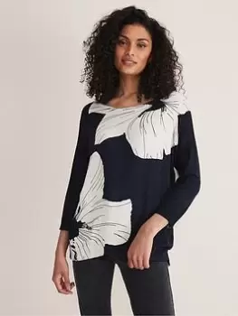 Image of Phase Eight Phase 8 Linda Flower Print Knit, Black/White, Size S, Women