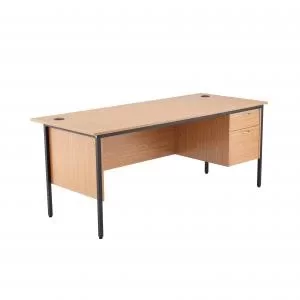 Image of Jemini 18 Oak 1786mm Desk with 2 Drawer Pedestal KF839487 KF839487