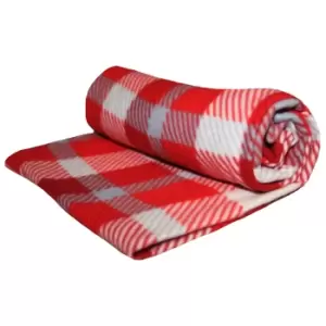 Image of Velosso Check Polar Fleece Blanket (One Size) (Red)