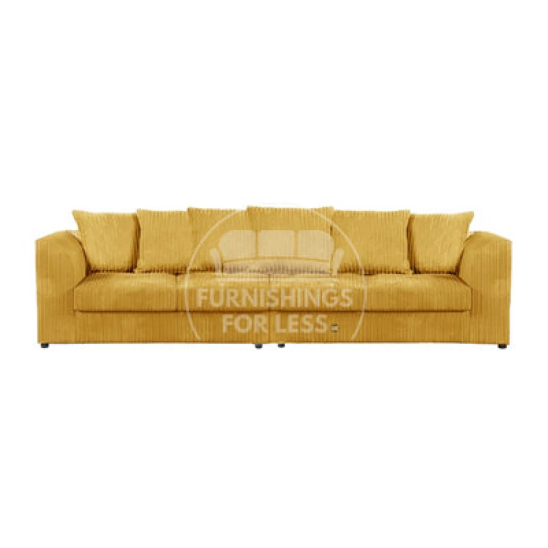 Image of Furnishings For Less UK Luxor Long Fabric Jumbo Cord 4 Seater Sofa - Scatter Back Mustard