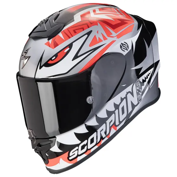 Image of Scorpion EXO-R1 Evo Air Zaccone Silver Black Red Full Face Helmet S