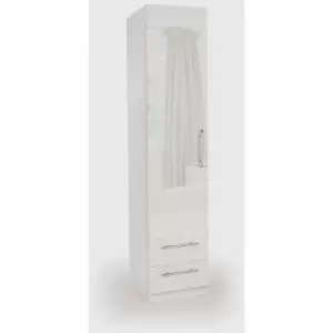 Image of White High Gloss Angel Bedroom Furniture - 1 Door 2 Drawer Wardrobe