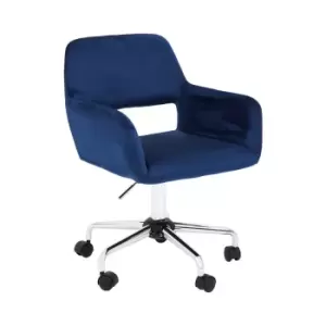 Image of Premier Houseware Brent Velvet and Chrome Base Home Office Chair, Navy