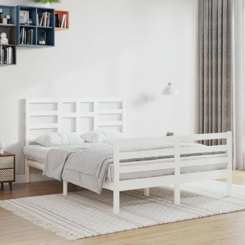 Image of VIDAXL Bed Frame without Mattress White Solid Wood 140x200cm Vidaxl 8720287046035