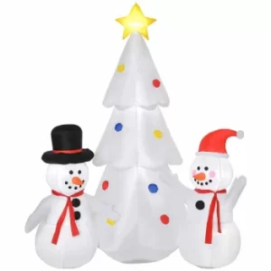Image of Inflatable Light Up Christmas Tree with Snowmen 190cm, White