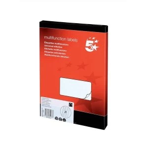 Image of 5 Star Labels Laser Copier and Inkjet 70x42.4mm 21 per Sheet 2100 Labels