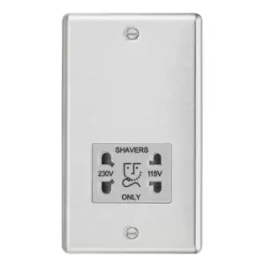 Image of Knightsbridge - 115-230V Dual Voltage Shaver Socket with Grey Insert - Rounded Edge Brushed Chrome