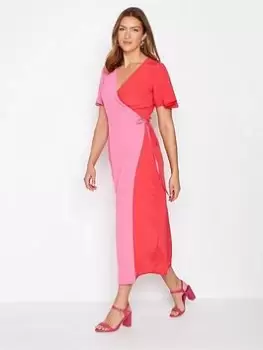 Image of Long Tall Sally Pink Red Wrap Dress, Pink, Size 14, Women