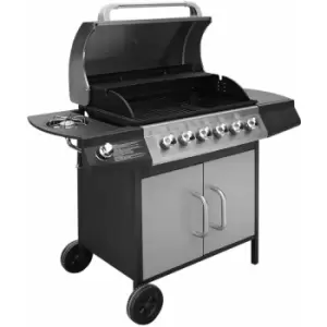 Image of Vidaxl - Gas Barbecue Grill 6+1 Cooking Zone Black and Silver Multicolour