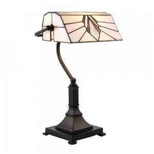 Image of 1 Light Table Lamp Black, Tiffany Style Glass, E27