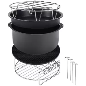 Image of Monzana Air Fryer Accessories 9 Pieces Set Cake Pizza Pan Non-stick Black Pot Dishwasher-safe Cleaning