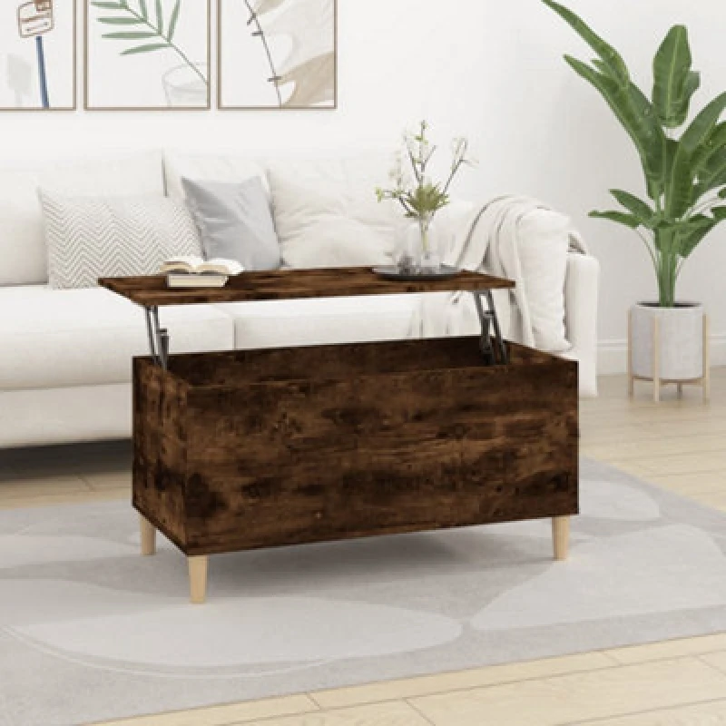 Image of Vidaxl Coffee Table Smoked Oak 90X44.5X45cm Engineered Wood, Brown 819585
