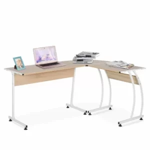 Image of Evelyn L Shaped Corner Desk with Steel Frame, Natural