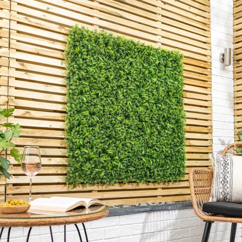Image of Christow Artificial Foliage Living Wall Panels Fence Covering Indoor Outdoor (4 x 50cm) Green