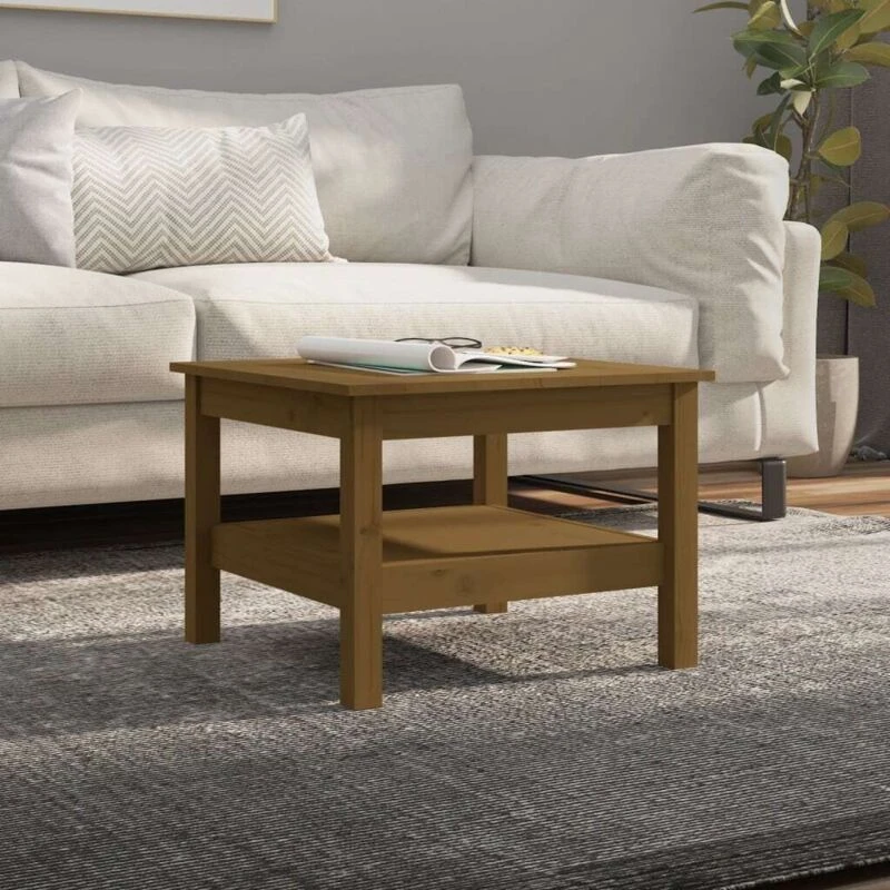 Image of Vidaxl Coffee Table Honey Brown 55X55X40 Cm Solid Wood Pine, Brown 814272