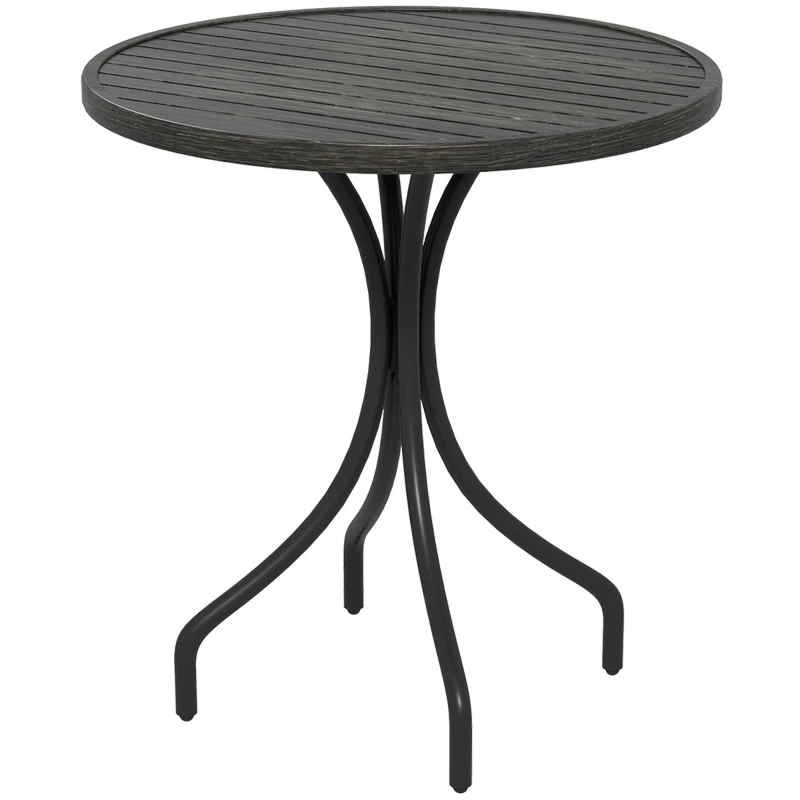 Image of Outsunny Round Garden Table Outdoor Side Table with Steel Frame - Grey Wood Grain TJ Hughes 5063603002425